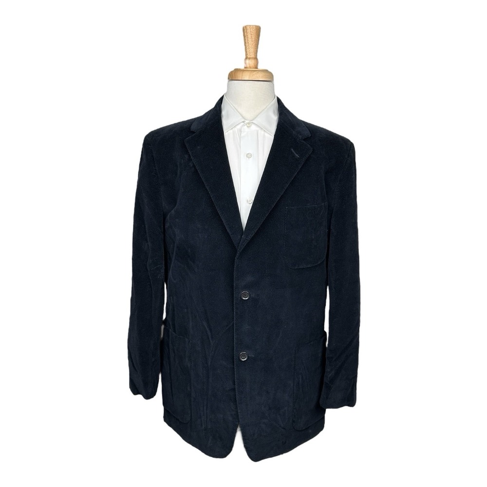 Ermenegildo Zegna Soft Blue Navy Corduroy Half Lined Cotton Blazer 46R